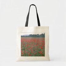 Red Poppy field, Kent, England flowers Tote Bag