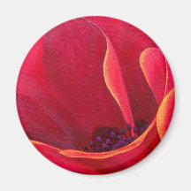 Red Poppy Flower Painting - Multi Refrigerator Magnets