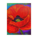 Red Poppy Flower Painting - Multi postcards