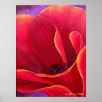 Red Poppy Flower Painting - Poster