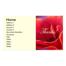 Red Poppy Flower Painting with Thank You Business Card