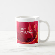 Red Poppy Flower Painting with Thank You Coffee Mugs