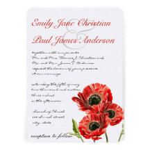 Red Poppy Flower Wedding Invitation