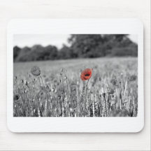 red poppy in a black and white field mousepad