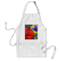 Red Poppy With Butterfly Art - Multi Aprons