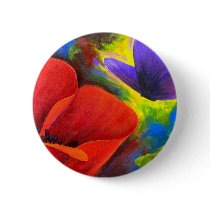 Red Poppy With Butterfly Art - Multi Buttons