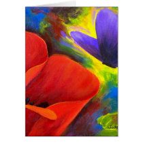 Red Poppy With Butterfly Art - Multi Greeting Cards