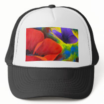 Red Poppy With Butterfly Art - Multi Mesh Hats