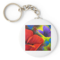 Red Poppy With Butterfly Art - Multi Keychain
