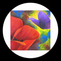 Red Poppy With Butterfly Art - Multi stickers