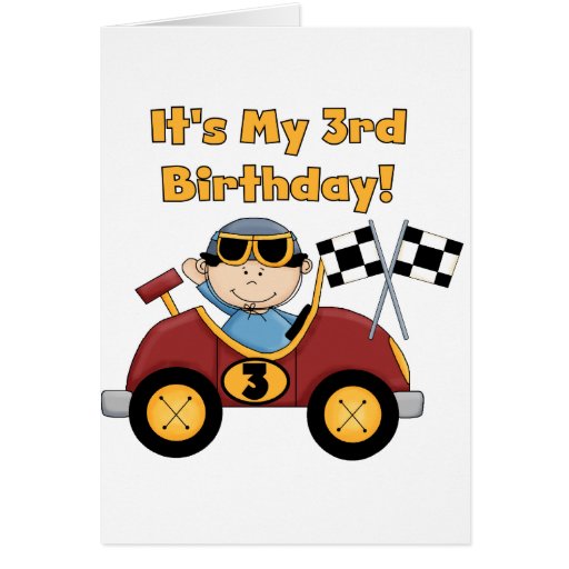 Red Race Car 3rd Birthday Tshirts and Gifts Greeting Card