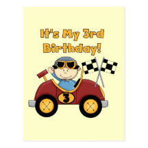 Red Race Car 3rd Birthday Tshirts and Gifts Post Card