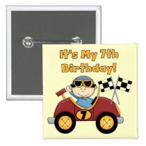 Red Race Car 7th Birthday Tshirts and Gifts buttons