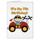 Red Race Car 7th Birthday Tshirts and Gifts Greeting Cards