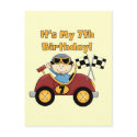 Red Race Car 7th Birthday Tshirts and Gifts postcards