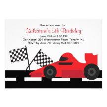 Red Race Car Boys Birthday Invitation