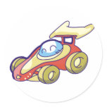 Red Race Car Round Stickers