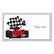 Red Race Car with Checkered Flag Business Card