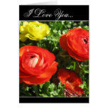 Red Ranunculus flower greeting card