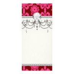 red raspberry and brown mod damask custom rack card