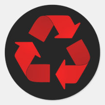 Red Recycling Symbol Round Stickers