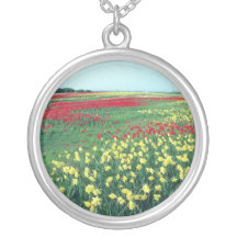 Red Red and white tulips, Kew Gardens flowers Necklaces