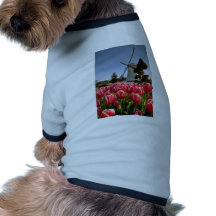 Red Red tulips and windmill flowers Pet Tshirt