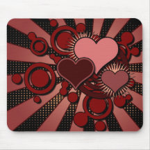 Red Retro Hearts Valentine’s Day Mousemats