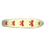 Red Ribbon Bow. On Cream. Custom skateboards