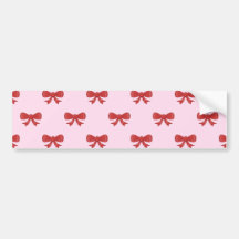 Red Ribbon Bow Pattern on Pink. Bumper Stickers