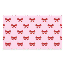 Red Ribbon Bow Pattern on Pink. Business Card