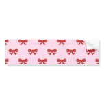 Red Ribbon Bow Pattern on Pink. Custom bumper stickers