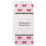 Red Ribbon Bow Pattern on Pink. Custom Text rack cards