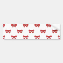 Red Ribbon Bow Pattern, on White. Bumper Stickers