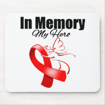 Red Ribbon In Memory of My Hero Mouse Pads