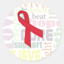 Red Ribbon Inspiration Stickers for Stroke, AIDS
