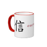 Red Ringer Mug With Chinese Symbol For Faith