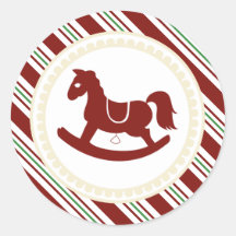 Red Rocking Horse Candy Cane Stickers
