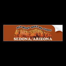 Red rocks make me happy bumper stickers