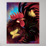 Red Rooster Cock Chicken Painting - Poster posters