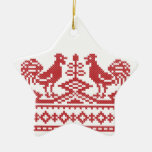 Red Rooster cross-stitch Russian Pattern Ornaments