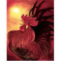 Red Rooster Frog Hibiscus Photo Sculpture - Multi
