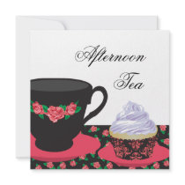 Red Rose Afternoon Tea Custom Invites