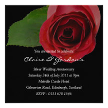 Red Rose Anniversary Party Invitation