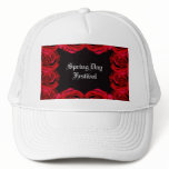 Red rose border trim hat (customise)