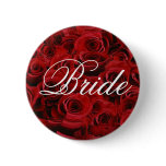 Red rose bride button