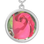Red Rose Bud Personalized Necklace