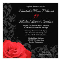 Red Rose Flourish Wedding Announcements