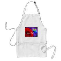 Red Rose Flower Butterfly Painting - Multi Apron