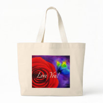 Red Rose Flower Butterfly Painting - Multi Bag